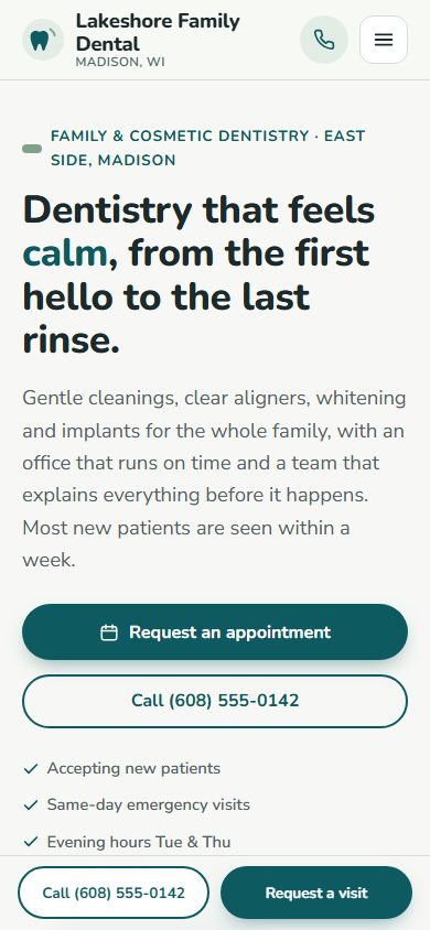 The same site on a phone